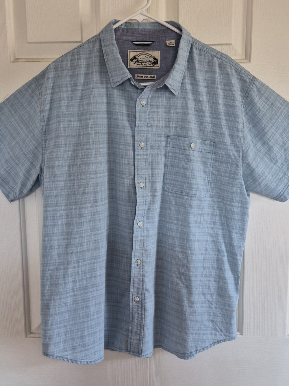 Men’s Seapointe Light Blue Short-Sleeve Button-Up Shirt Xl